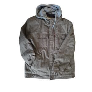 Levi's Men's Gray Washed Duck Cotton Sherpa-Lined Hooded Trucker Jacket Size L